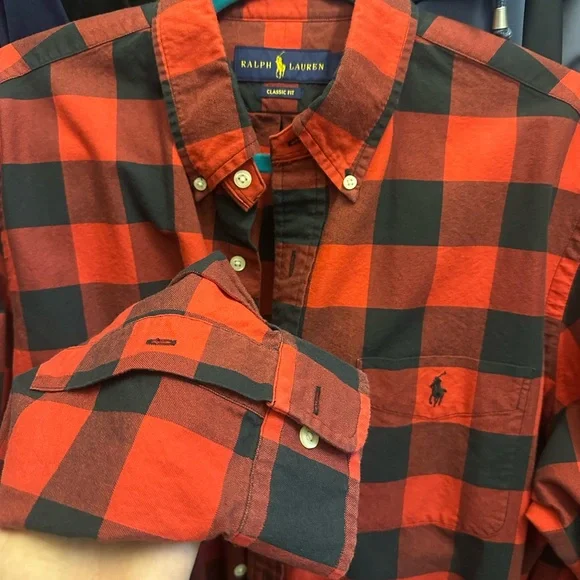 Polo by Ralph Lauren Red and Black Casual Button Down Shirt - Picture 6 of 6